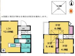 1階にLDKと浴室等の水まわりを配置した生活動線に優れて間取りとなっています。